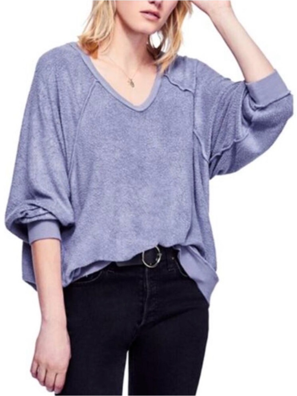 NWT Free People  Take it Off Pullover Top Titanium Kiss Color Size S
